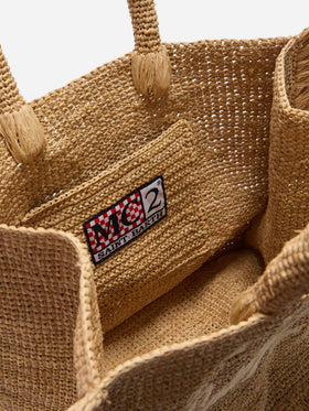Volant medium raffia bag with embroidered logo