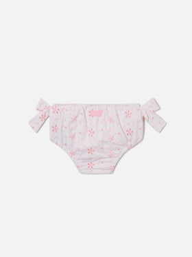 Rainbow swim bloomer in broderie anglaise with floral pattern
