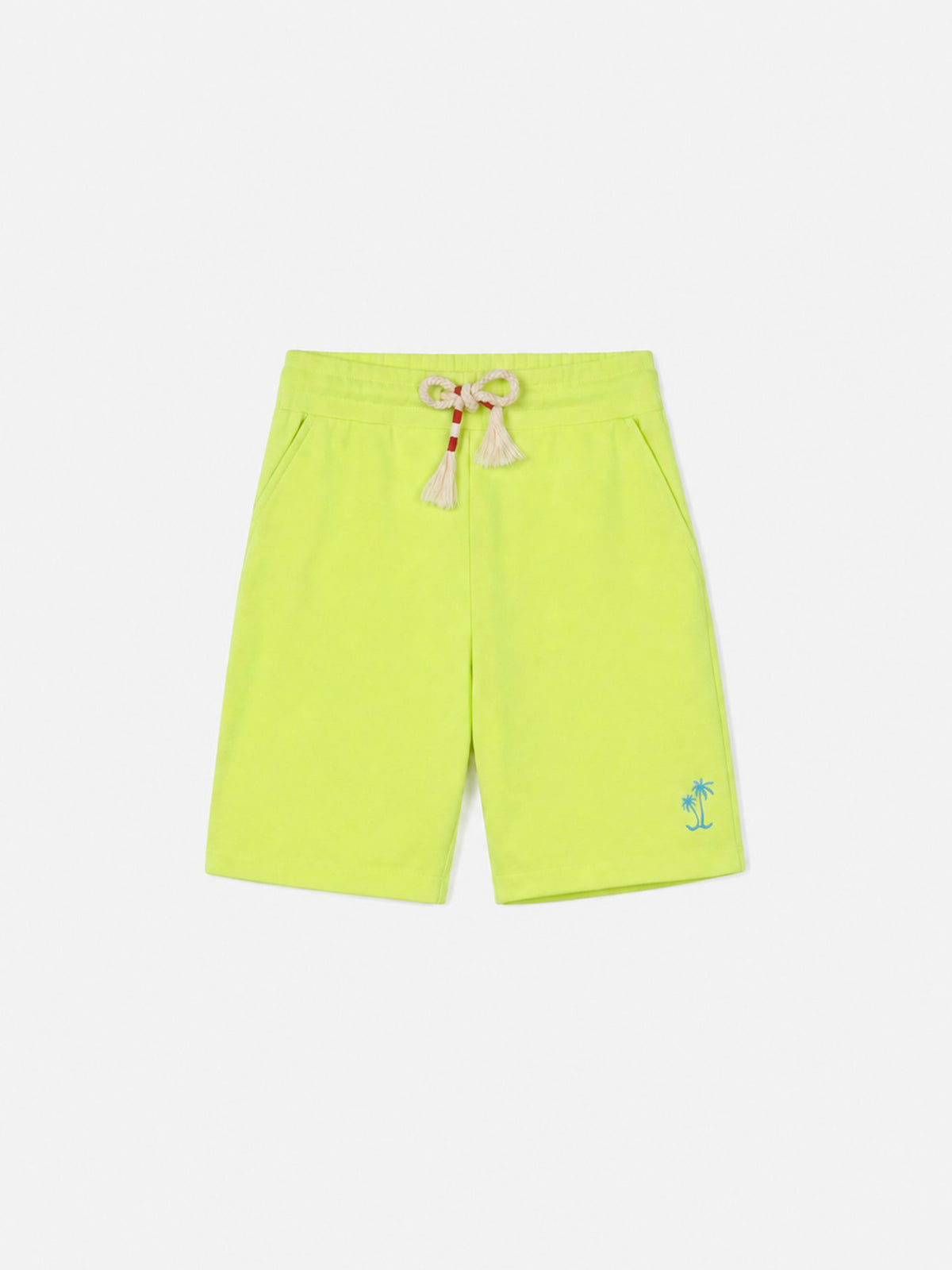 Bermuda Randle Jr giallo fluo in cotone con ricamo logo palma