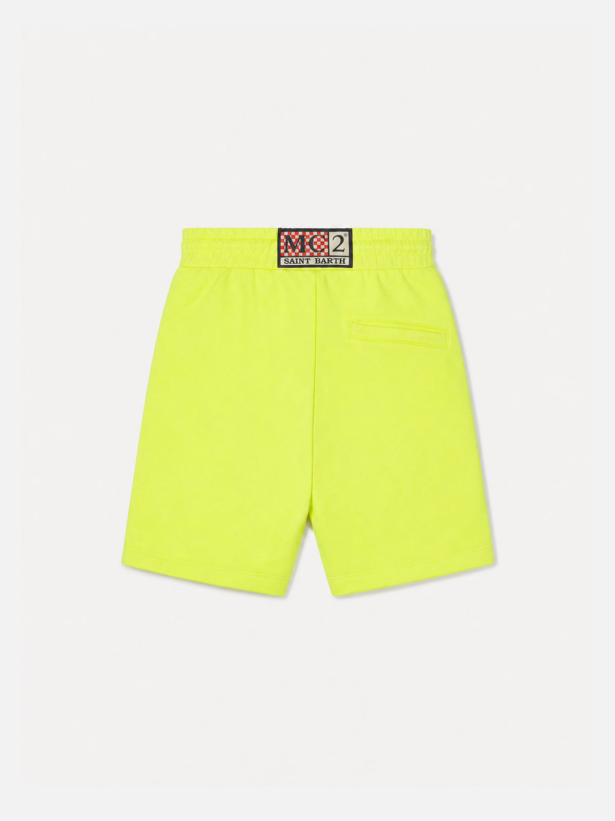 Bermuda Randle Jr giallo fluo in cotone con ricamo logo palma
