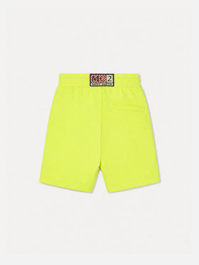 Bermuda Randle Jr giallo fluo in cotone con ricamo logo palma