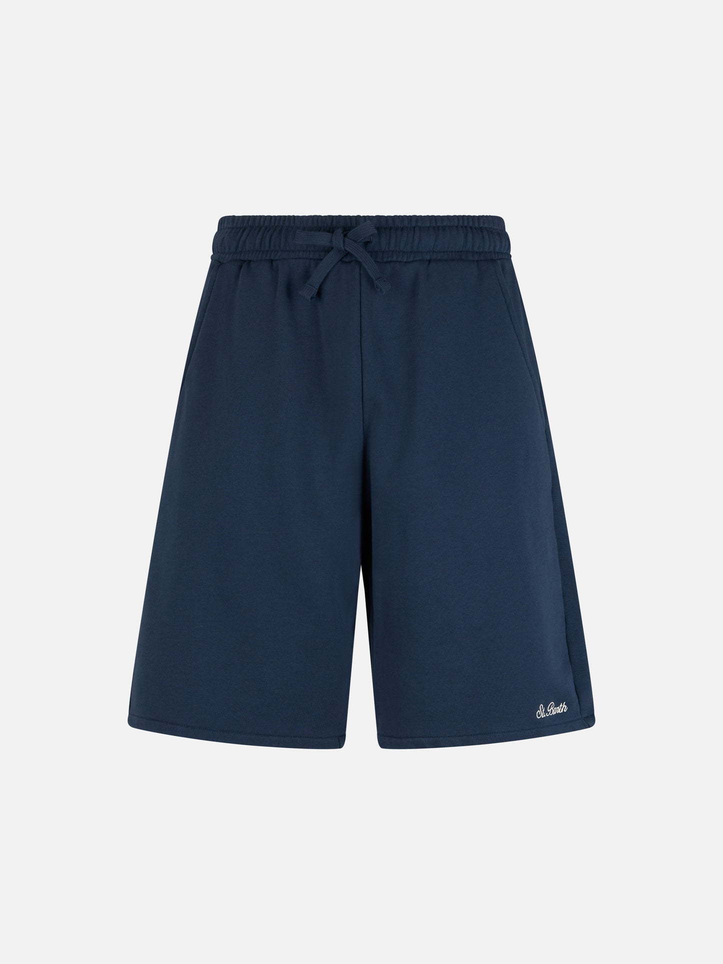 Man navy blue cotton fleece bermuda shorts Randle - MC2 Saint Barth