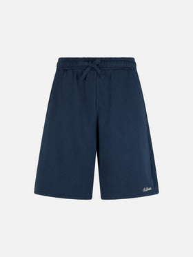 Man navy blue cotton fleece bermuda shorts Randle - MC2 Saint Barth