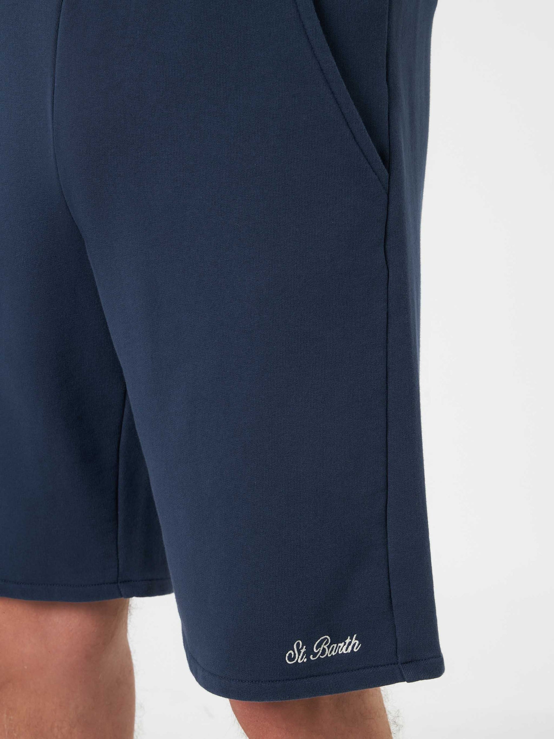 Man navy blue cotton fleece bermuda shorts Randle - MC2 Saint Barth