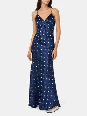 Ravel schmales Kleid aus reiner Seide mit Polka-Dot-Print 