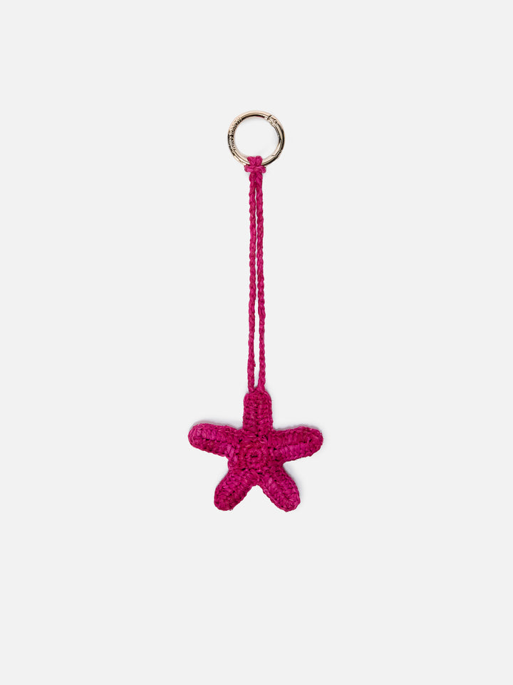 Charm per borsa con mini stella marina in rafia
