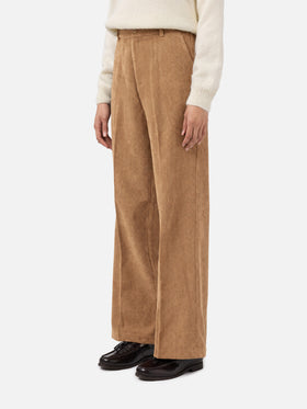 Rebella wide-leg trousers in camel brown corduroy