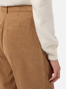 Rebella wide-leg trousers in camel brown corduroy