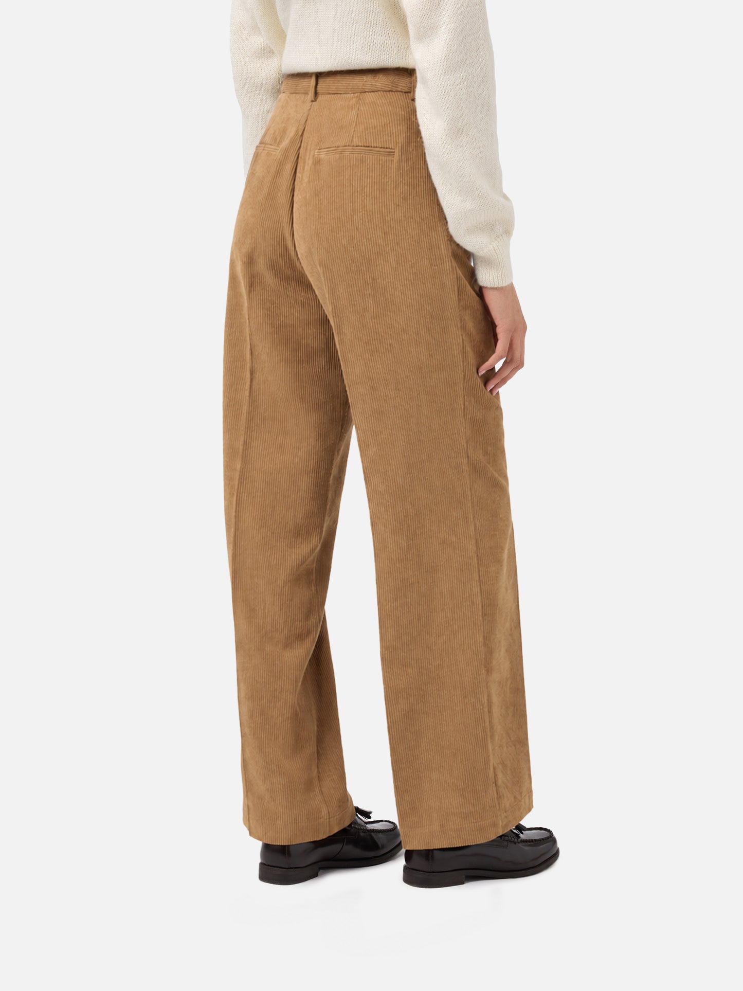 Rebella wide-leg trousers in camel brown corduroy