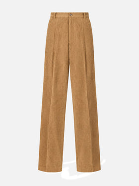 Rebella wide-leg trousers in camel brown corduroy