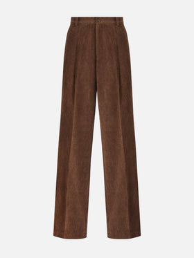 Rebella wide-leg trousers in corduroy brown