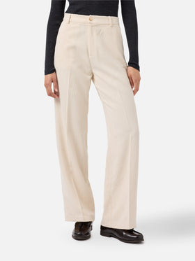 Rebella-Hose mit weitem Bein aus cremeweißem Cord