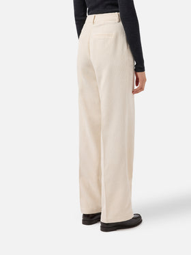 Rebella-Hose mit weitem Bein aus cremeweißem Cord