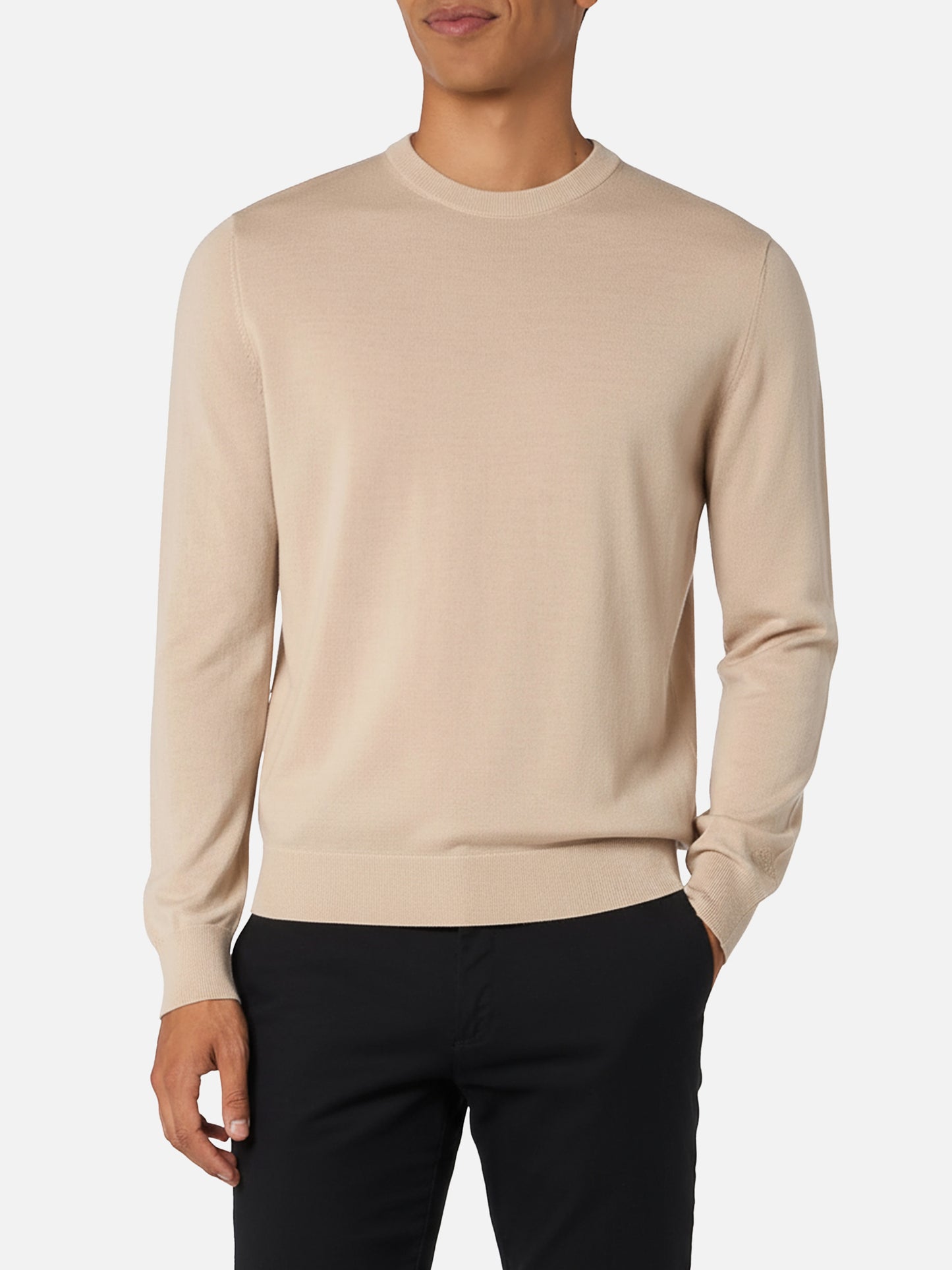 Beigefarbener Pullover Regent aus 100 % Merinowolle