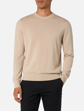 Beigefarbener Pullover Regent aus 100 % Merinowolle