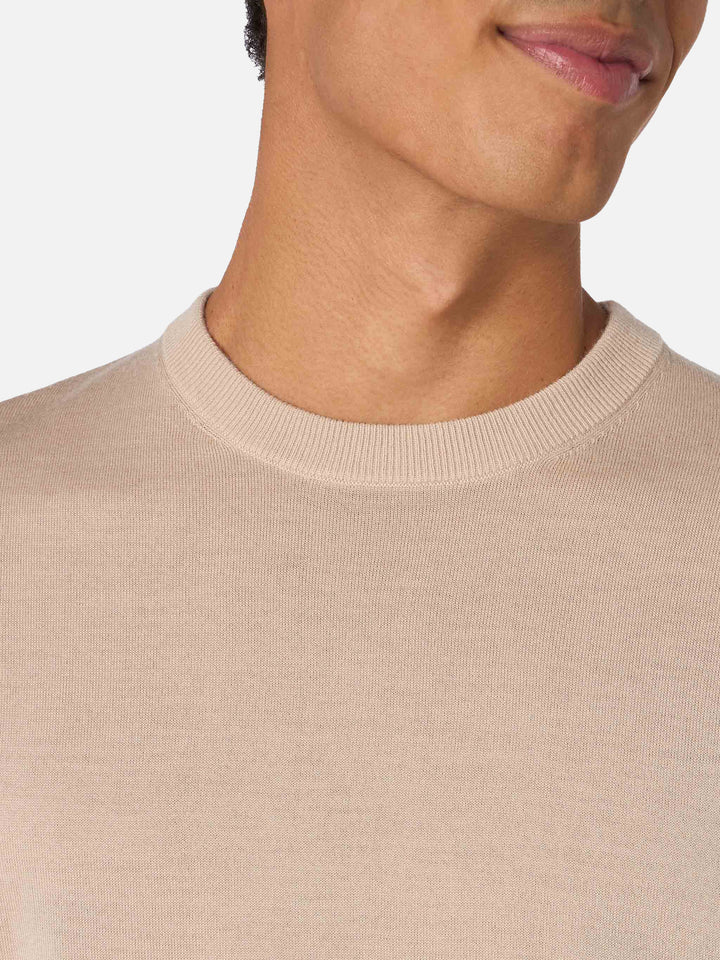 Beigefarbener Pullover Regent aus 100 % Merinowolle