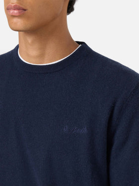 Suéter de cuello redondo Regent en azul marino BLENDED CASHMERE 