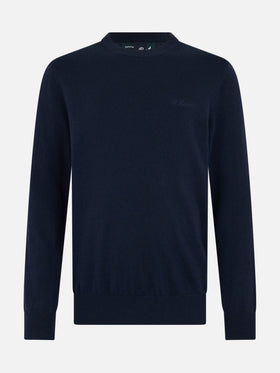 Man navy blue cashmere blend crewneck sweater Regent - MC2 Saint Barth