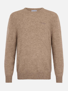 Man crewneck kaki stretch alpaca sweater Regent - MC2 Saint Barth