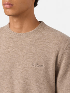 Khaki Regent stretch crewneck sweater