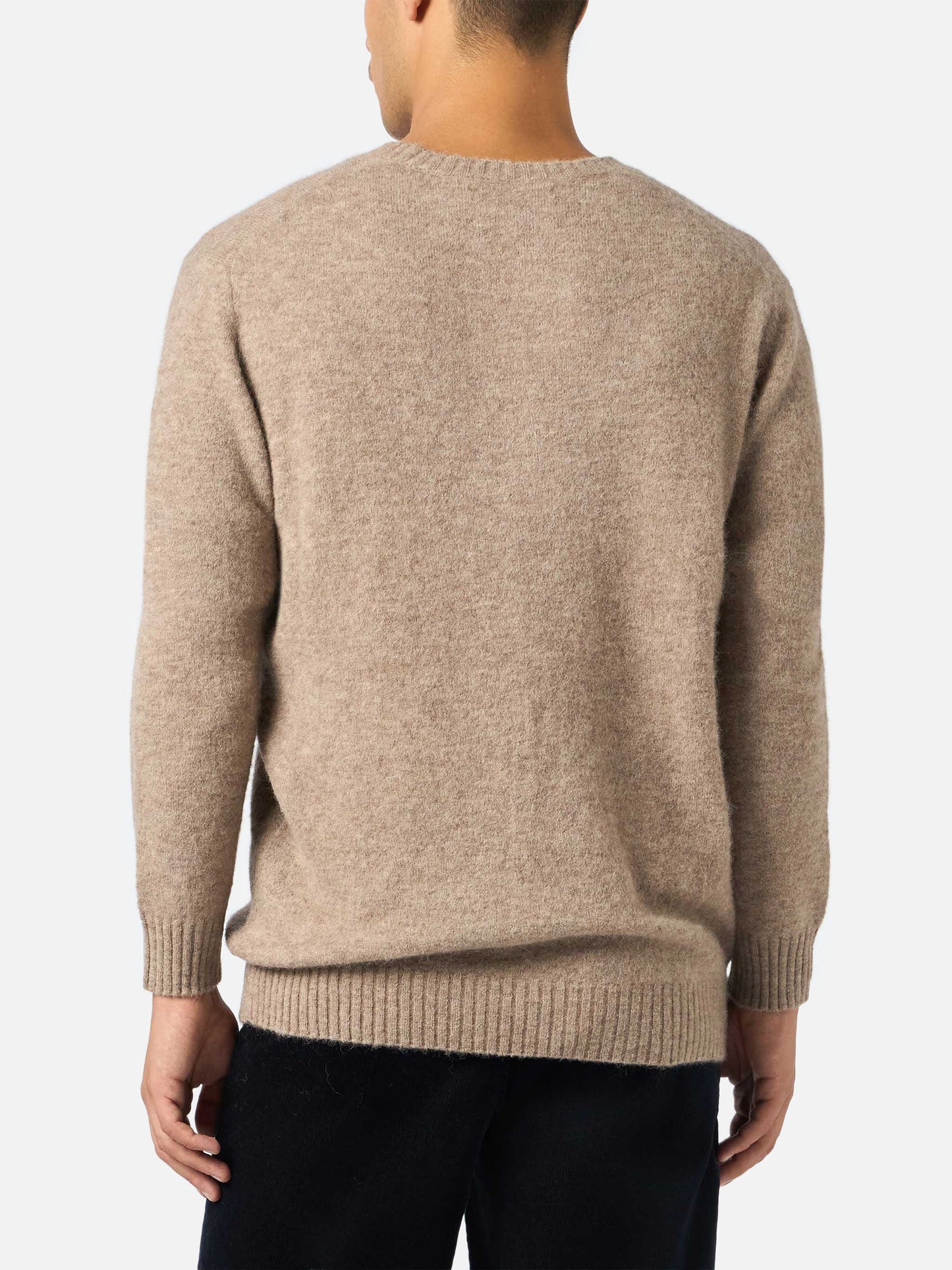 Rundhalspullover Regent in Khaki, Stretch-Alpaka