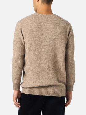 Rundhalspullover Regent in Khaki, Stretch-Alpaka