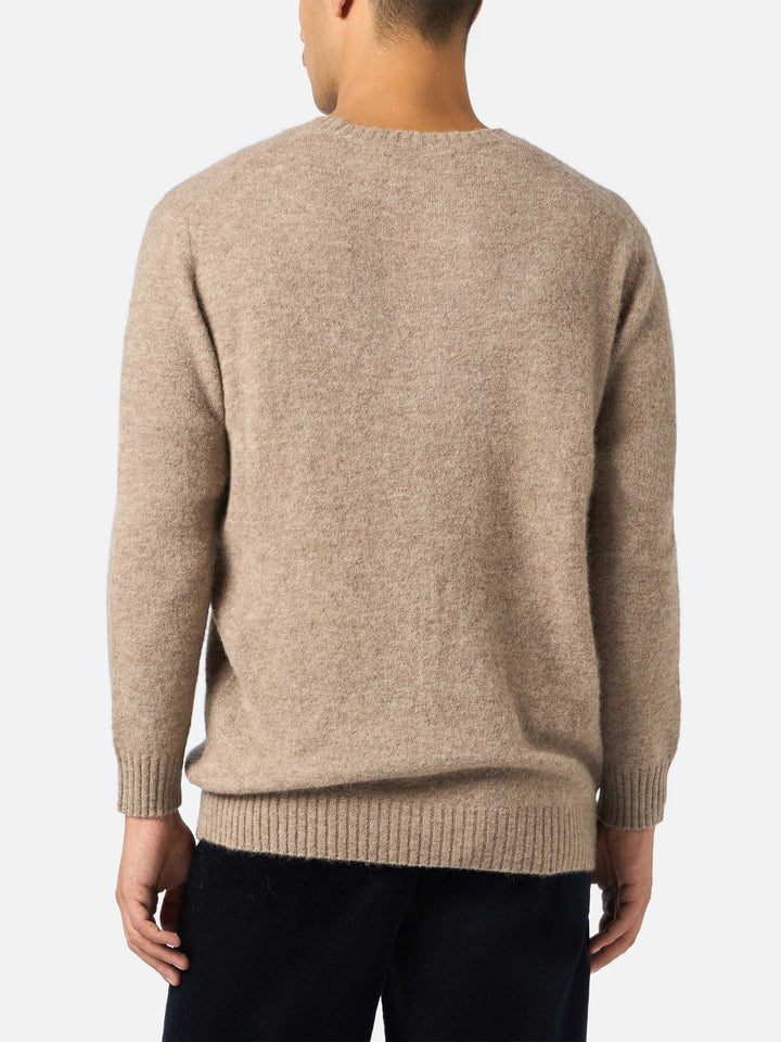 Rundhalspullover Regent in Khaki, Stretch-Alpaka