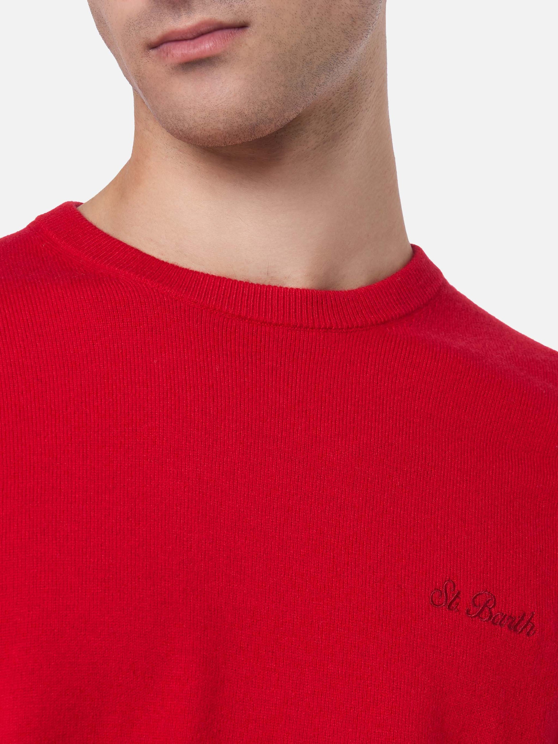 Man red blended cashmere crewneck sweater Regent - MC2 Saint Barth