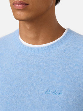 Crewneck sweater Regent in ALPACA STRETCH azzurro