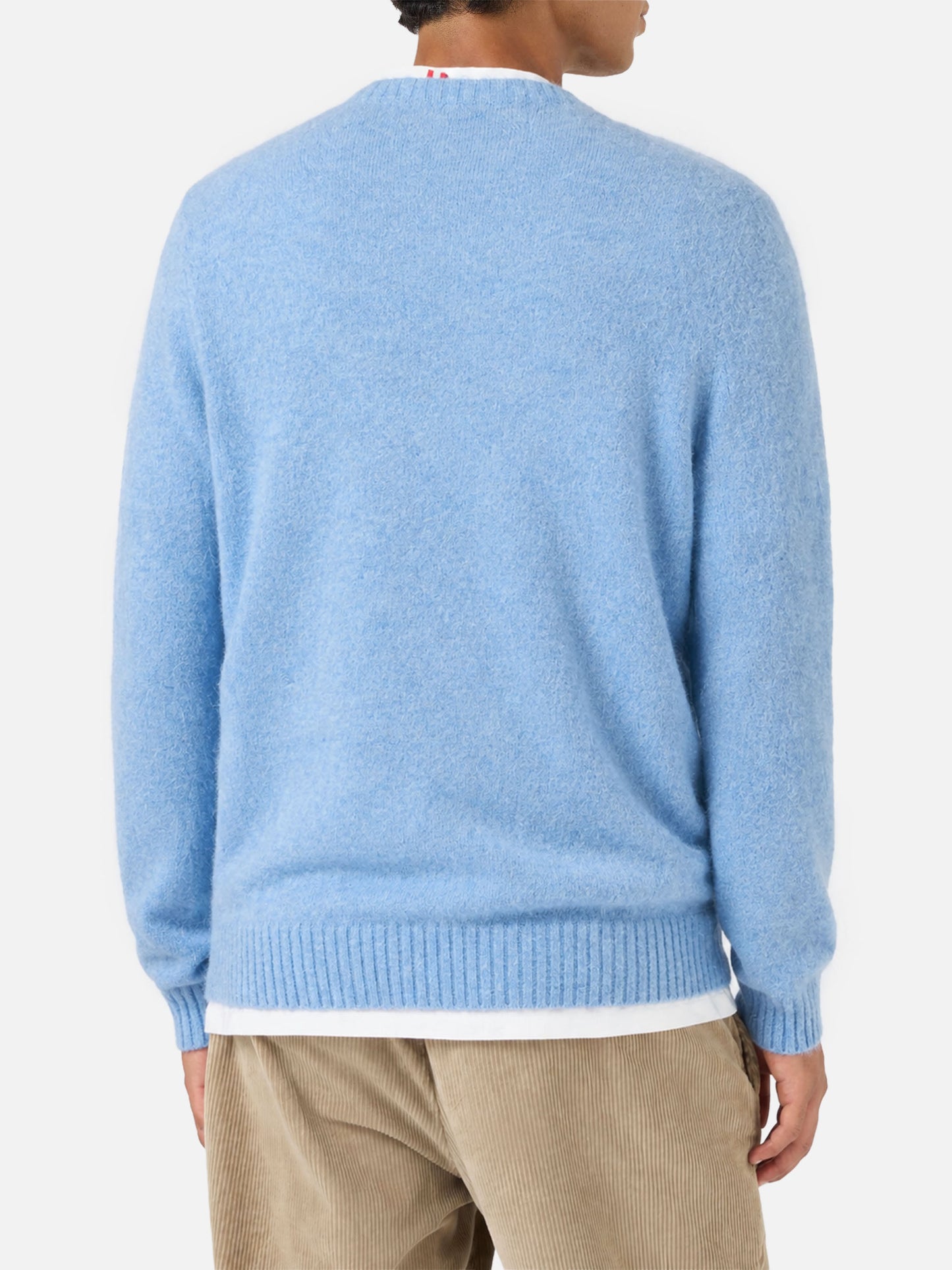 Crewneck sweater Regent in ALPACA STRETCH azzurro