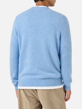 Crewneck sweater Regent in ALPACA STRETCH azzurro