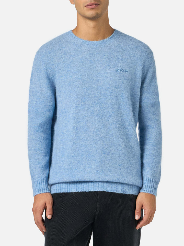 Rundhalspullover Regent aus ALPACA STRETCH in Azzurro