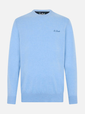 Man light blue blended cashmere crewneck sweater Regent - MC2 Saint Barth