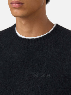 Rundhalspullover Regent in Schwarz STRETCH ALPACA 