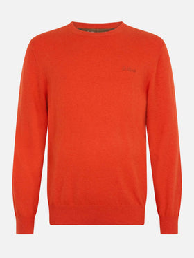 Man orange cashmere blend crewneck sweater Regent - MC2 Saint Barth
