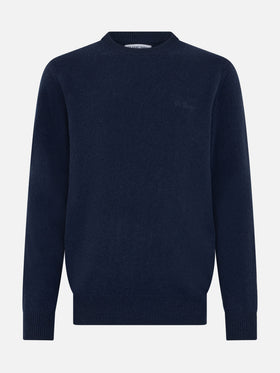 Man navy blue lambswool sweater Regent - MC2 Saint Barth