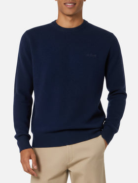 Pull à col rond Regent en LAMBSWOOL bleu marine 100% 