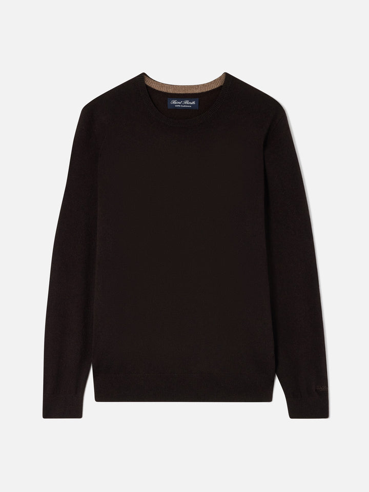 Crewneck Regent in brown cashmere