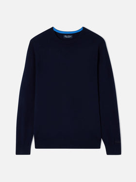 Jersey de cuello redondo Regent en cashmere navy blue 