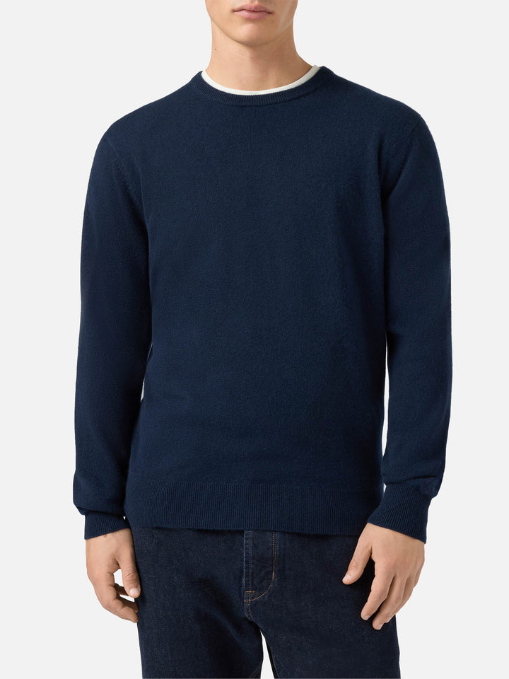 Regent Rundhalspullover aus 100 % marineblauem Kaschmir