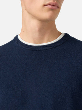 Regent Rundhalspullover aus 100 % marineblauem Kaschmir