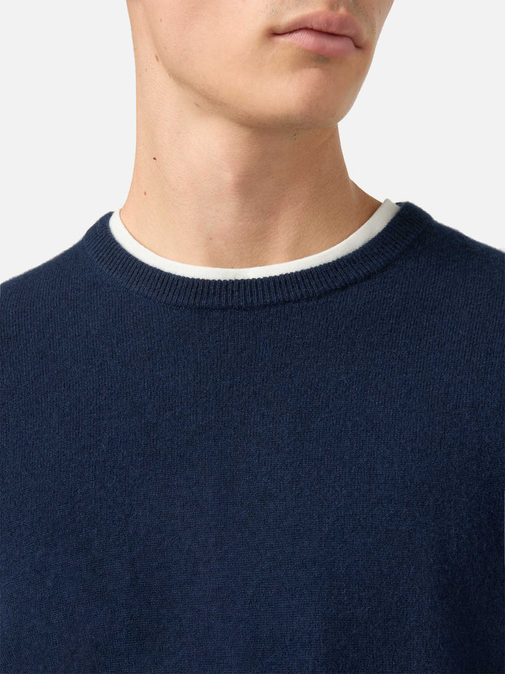 Regent Rundhalspullover aus 100 % marineblauem Kaschmir