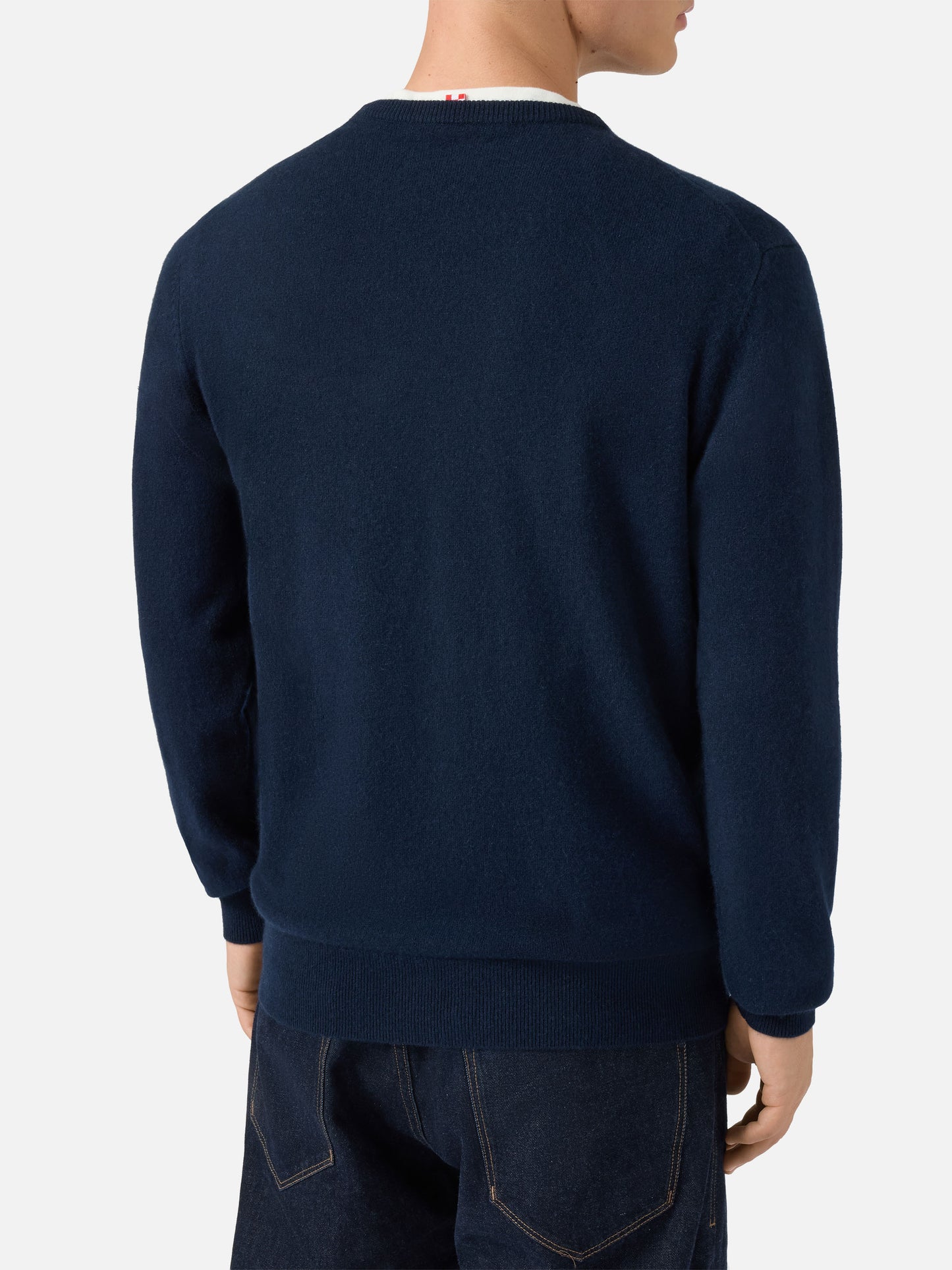 Regent Rundhalspullover aus 100 % marineblauem Kaschmir