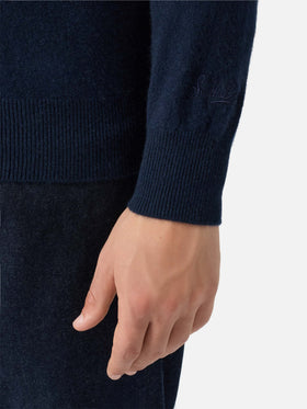 Regent Rundhalspullover aus 100 % marineblauem Kaschmir