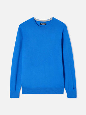 Jersey de cuello redondo Regent en cachemir blue brillante 
