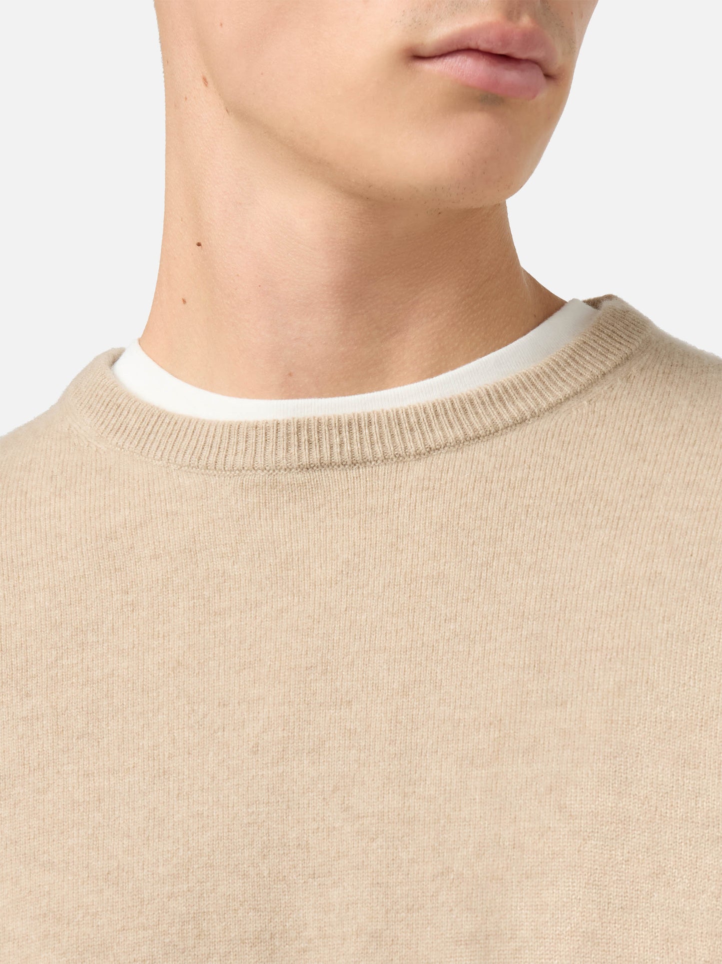 Regent Rundhalspullover in Beige, 100 % Kaschmir