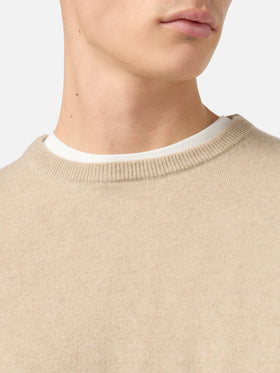 Regent Rundhalspullover in Beige, 100 % Kaschmir