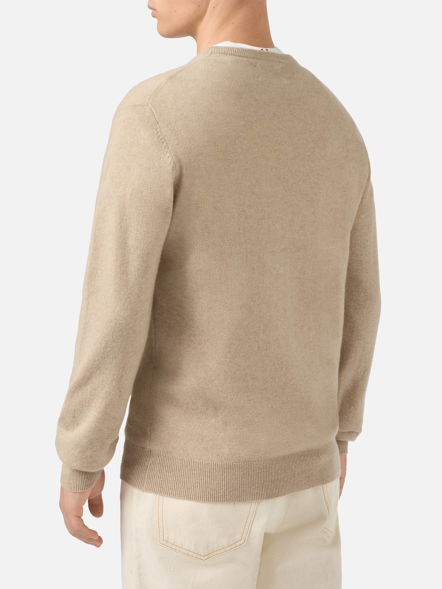 Regent Rundhalspullover in Beige, 100 % Kaschmir