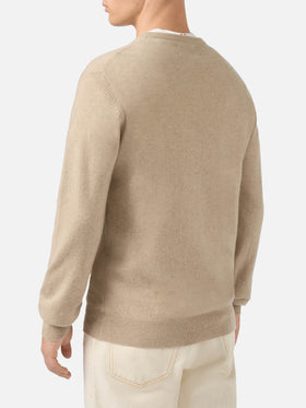 Regent Rundhalspullover in Beige, 100 % Kaschmir