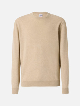 Regent Rundhalspullover in Beige, 100 % Kaschmir